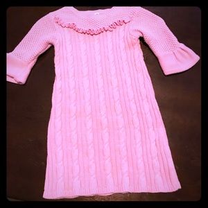 Pink girl knitted sweater dress